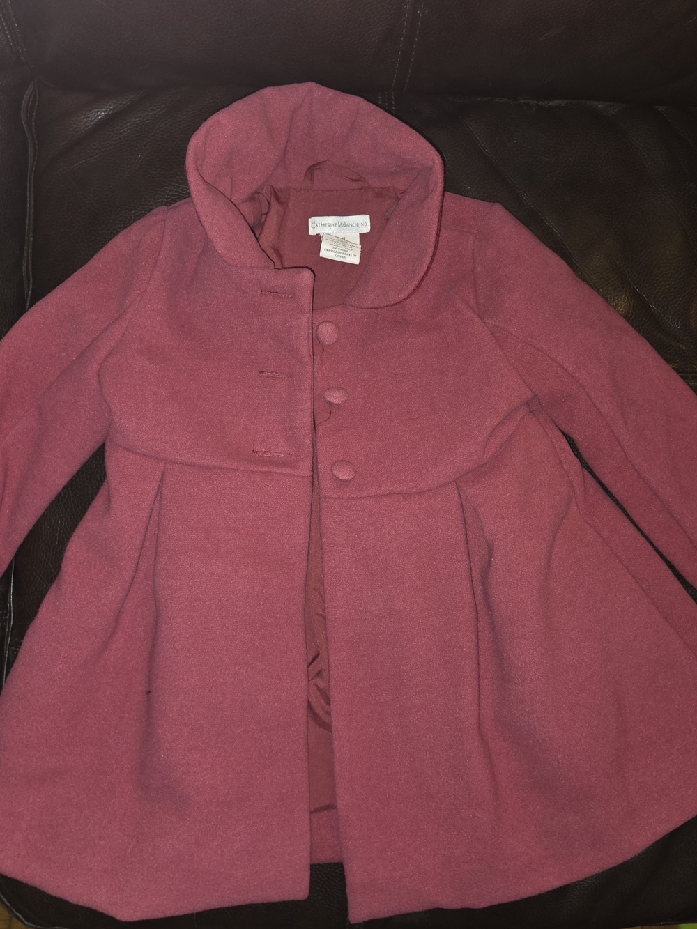 Catherine Malandrino Girls' Dusty Rose Pea Coat with Button Front